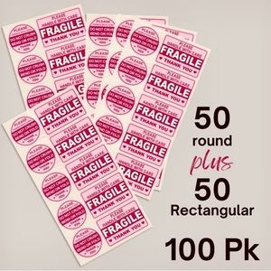 100 PK Pink Shipping Labels - Fragile